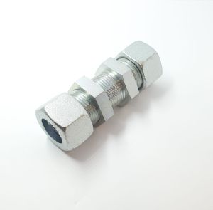 BULKHEAD STRAIGHT CONNECTOR 8 x 8mm COMPRESSION STEEL